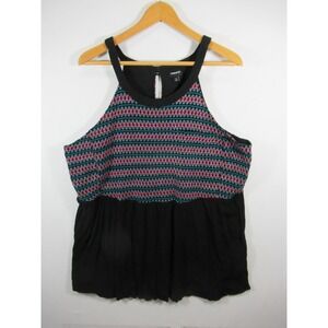 Torrid Smocked Gauzy Tunic Halter Top Plus Size 3X Black Sleeveless